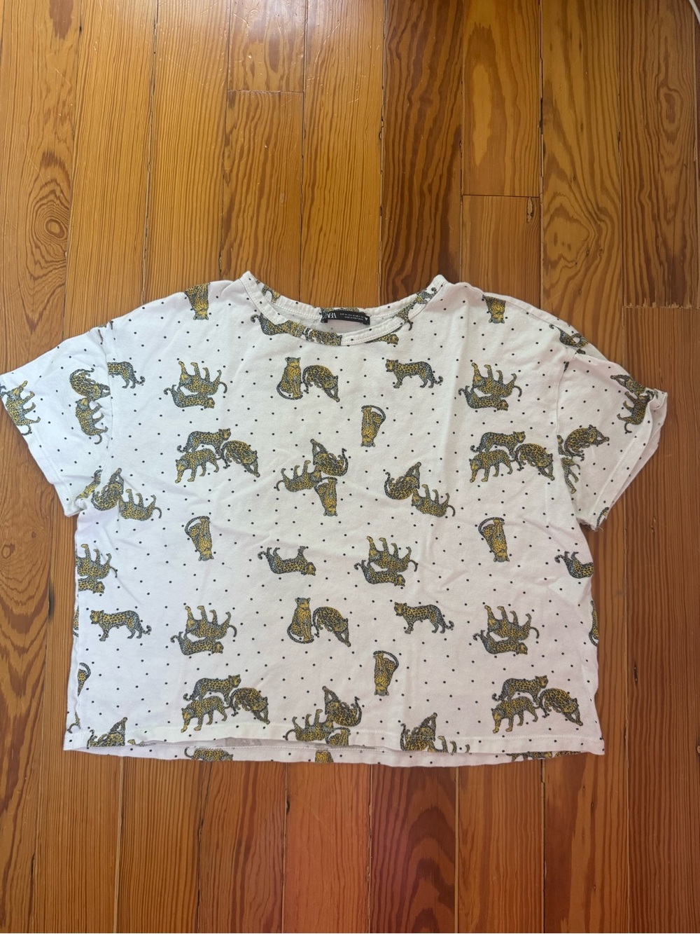 Zara Tiger Print Cropped Tee